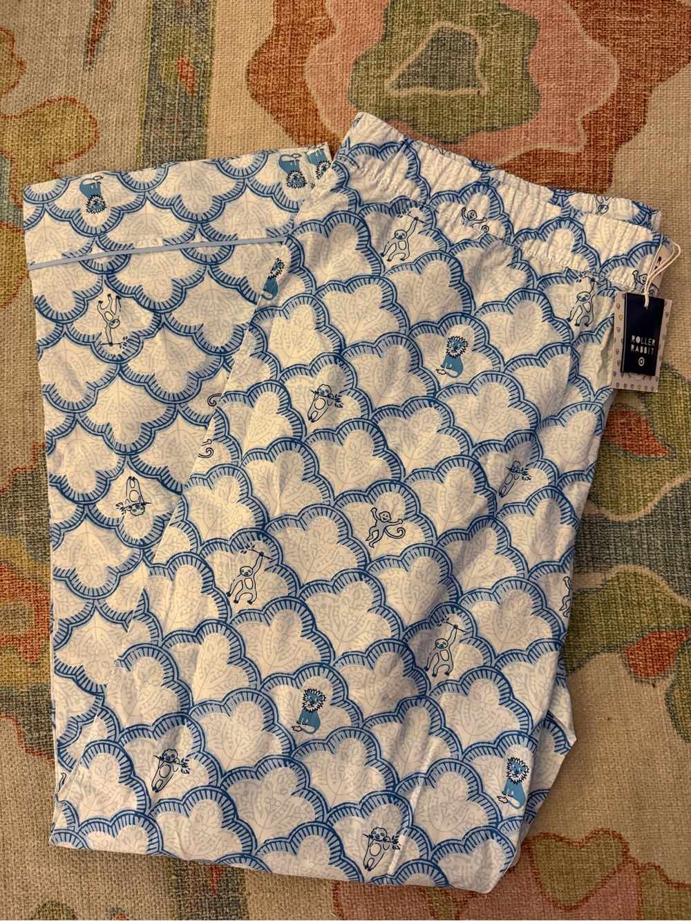 Target x Roller Rabbit Collab White and Blue Scallop-Print Men’s Pants